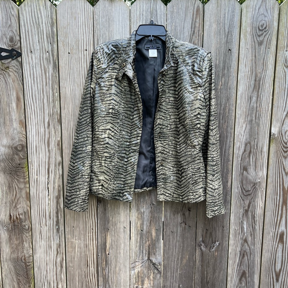 HARRIS WALLACE Vintage Zebra Print Lined Jacket size 10 - Picture 2 of 12